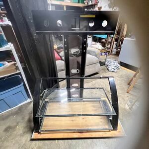 Black TV Stand with Glass Shelves